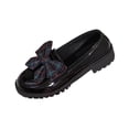 thumbnail image 3 of Gpaecead Women Plaid Bow Thick Sole Loafers Patent Leather Heightening Spring Summer Versatile Slip On Shoes, Black, 3 of 8