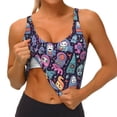 thumbnail image 4 of Lsque Funny colorful skull ghost Printed Women'S Sports Bra, Compression, Moisture Wicking, High-Impact Sports Bra For Women,Supportive sports bra-Medium, 4 of 9