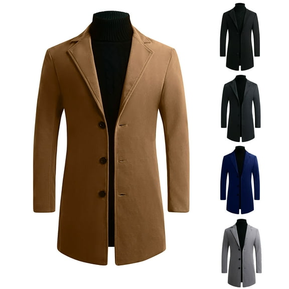 DDAPJ pyju Men's Trench Coat on Clearance 2023,Slim Fit Notch Lapel Singel Breasted Business Pea Coats Stylish Mid-Length Overcoat Jacket Plus Size Casual Windbreaker M - 5XL