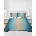 thumbnail image 3 of Quilts Full Size, Teal Blue Khaki Ombre Soft Comforter Bedding Set for Bed, Modern Abstract Art Gradient Lightweight Quilted Bedspread with Pillow Cover(2 Pieces) for All Season, 78x90 Inch, 3 of 6