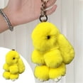 thumbnail image 4 of Llavero de Coche Nuevo Hecho a Mano Suave Conejo Pompom Encantos Conejo Llavero de Coche Colgante Eterna Flor Bola Linda Llavero, 4 of 5