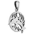 thumbnail image 2 of 1 1/4 inch Sterling Silver Dolphin jumping Thru Flaming Pendant Diamond-Cut Oxidized finish NO Chain, 2 of 3