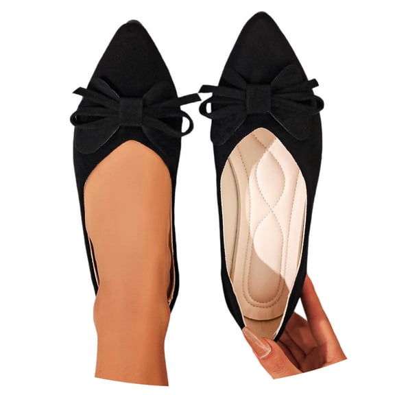 CAIXAI Ballet Flats Shoes For Women Flats for Women Comfortable 2026 Pointed Toe Suede Bow Ballet Flat On Dressy Casual Shoes for Work Office Walking