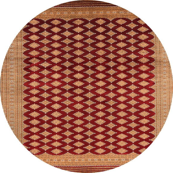 Ahgly Company Indoor Round Oriental Orange Industrial Area Rugs, 4' Round