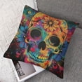 thumbnail image 7 of Acheng Colorful Sugar Skull Halloween Graphic Throw Pillow Covers,Set of 2, Multicolor 12x12in, 7 of 7