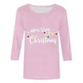 thumbnail image 5 of HOMBOM Womens Pink Shirts Fall Business Christmas Santa Print Xmas 3/4 Sleeve Tee Shirts for Women Plus Size, 5 of 5