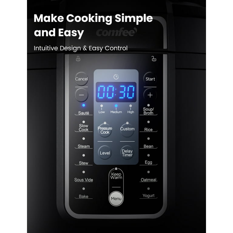 COMFEE’ 9-in-1 Electric Pressure Cooker 14 Presets Instant Multi Cooker Olla de Presion Non-Stick Pot Yogurt Maker Rice Cooker Slow Cooker Sauté