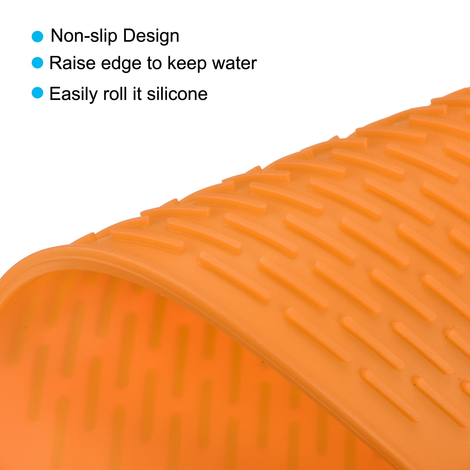Unique Bargains Silicone Kitchen Counter Dish Drying Mat Under Sink Drain Pad Non-Slip Orange