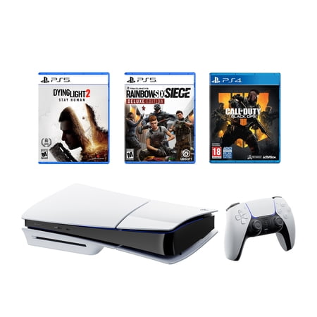 PlayStation 5 Disc Slim Version 3TB SSD PS5 Console with Wireless Controller with Dying Light 2 Stay Human, Rainbow Six Siege Deluxe & Call of Duty Black Ops 4 - CFI-2015 PS5