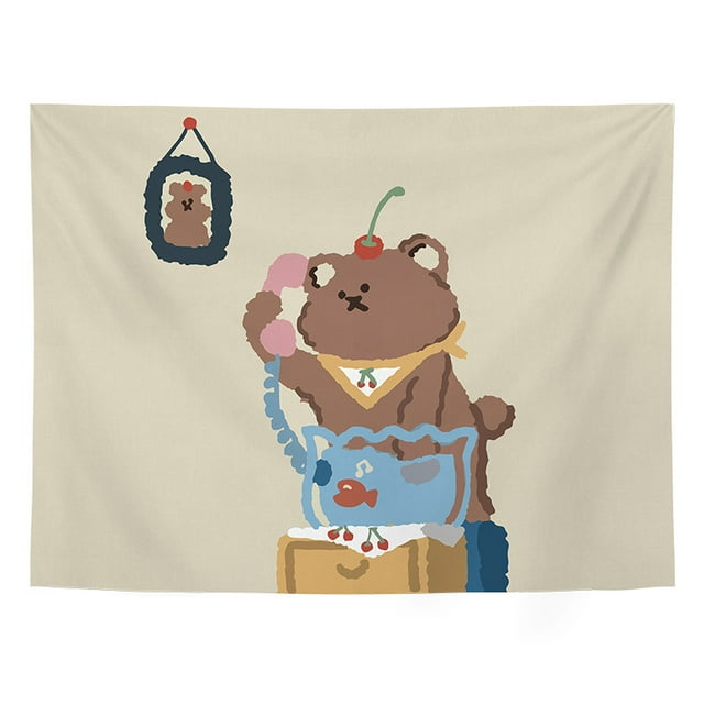 Tapicería estética con diseño de oso para pared, 150 x 130 cm, microtela