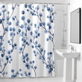 thumbnail image 4 of Blue Flower Branch Fabric Shower Curtain Watercolor Style Washable Shower Curtains for Bathroom, Waterproof Bath Curtain with Hooks Home Decor 72x72in, 4 of 8