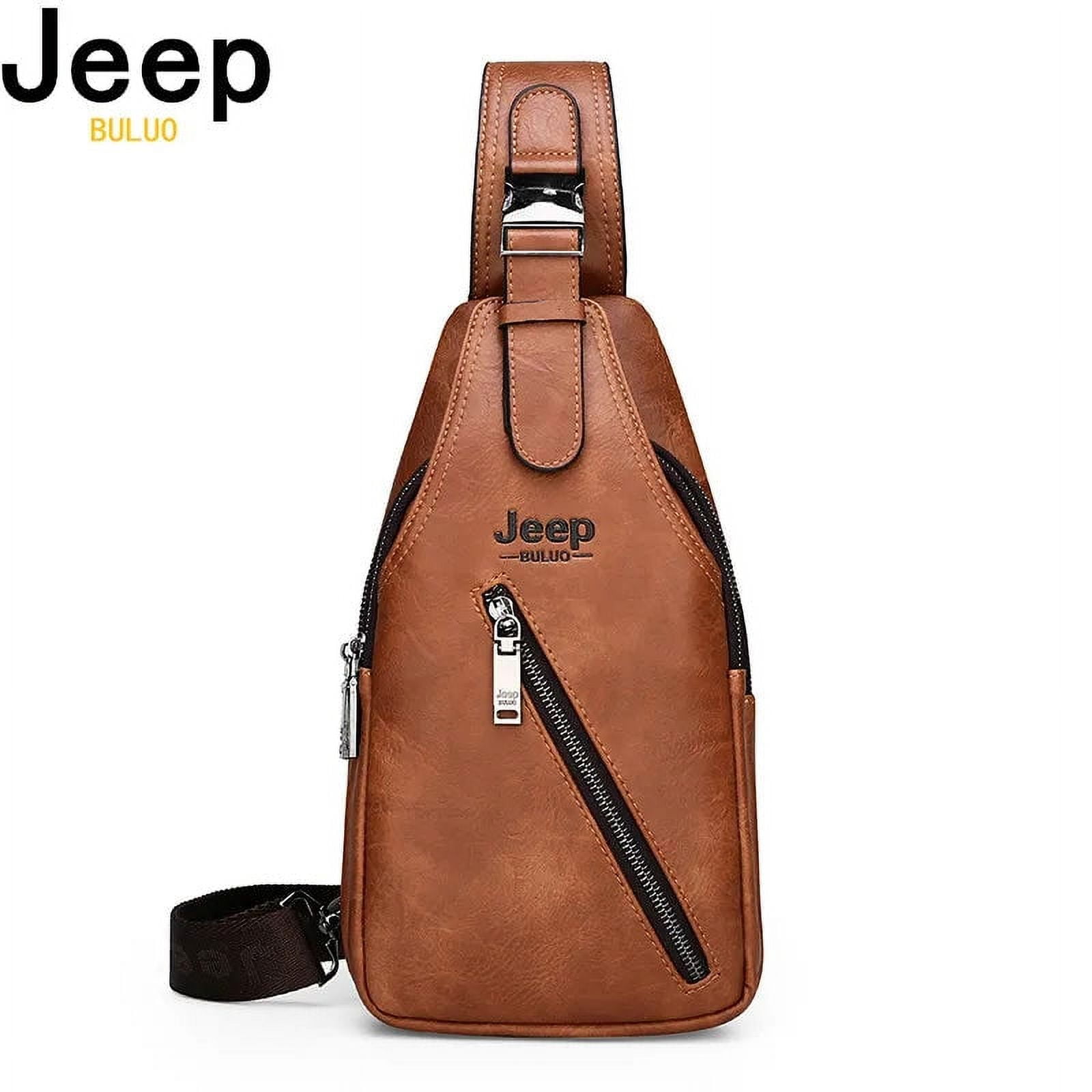 JEEP BULUO Travel Hiking Cross Body Messenger bags Men s Large Capacity Chest Sling Bag Solid Men Split Leather Bag New Walmart