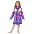 thumbnail image 6 of FORMRS Niños Bathrobe Unisex Hooded Robe Soft Plush Pajamas Sleepwear, Size 7-9T, Purple Digital Art, 6 of 7