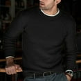 thumbnail image 2 of NOLDARES Mens Fleece Blend Crewneck Sweatshirt Casual Cozy Sweater(Black,XL), 2 of 5