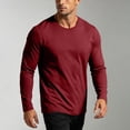 thumbnail image 3 of Daiosportswear Men's Cotton Crewneck T-Shirts Long Sleeve Plain Tee Moisture Wicking Casual Solid Color Tshirts Wine M, 3 of 8