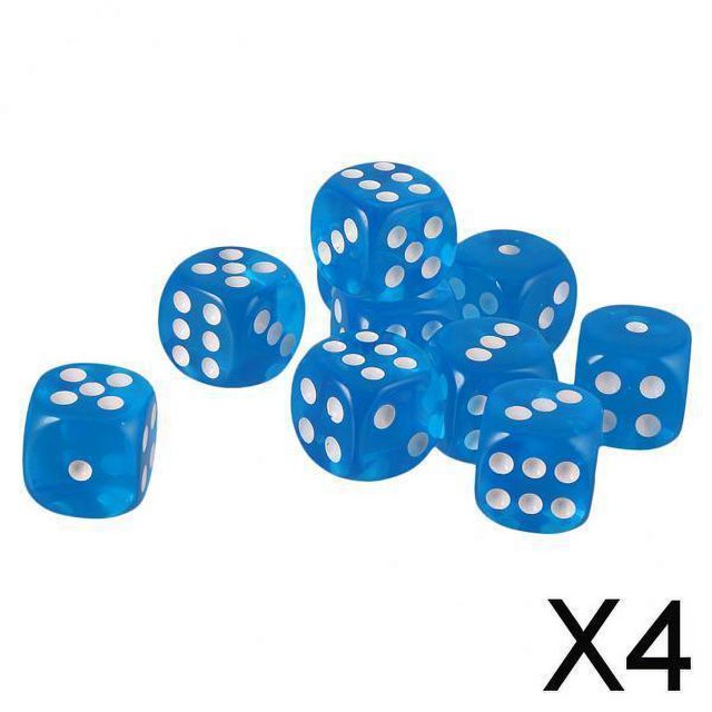 Paquete De 4 Dados D6 Acrílicos De Seis Caras, 10 Uds., Para Juegos De Mesa De Fiesta D&D TRPG, Juguetes Azules 4 piezas