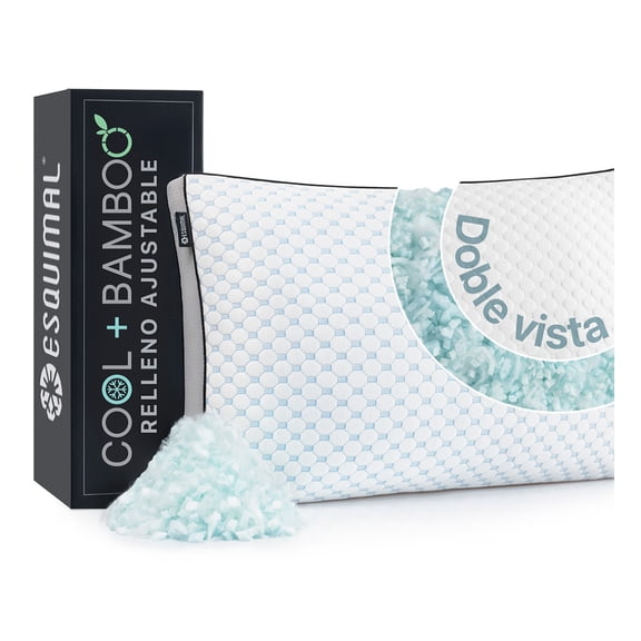 Almohada Memory Foam, Cool Bamboo, Funda Fría Hipoalergénica, Ajustable Esquimal (Blanco, King Size)