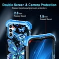 thumbnail image 4 of Casetego for Samsung Galaxy A15 5G Case,Glow in The Dark Three Layer Heavy Duty Shockproof Protection Hard Plastic Bumper+Soft Silicone Protective Case,Black Blue Butterfly, 4 of 7
