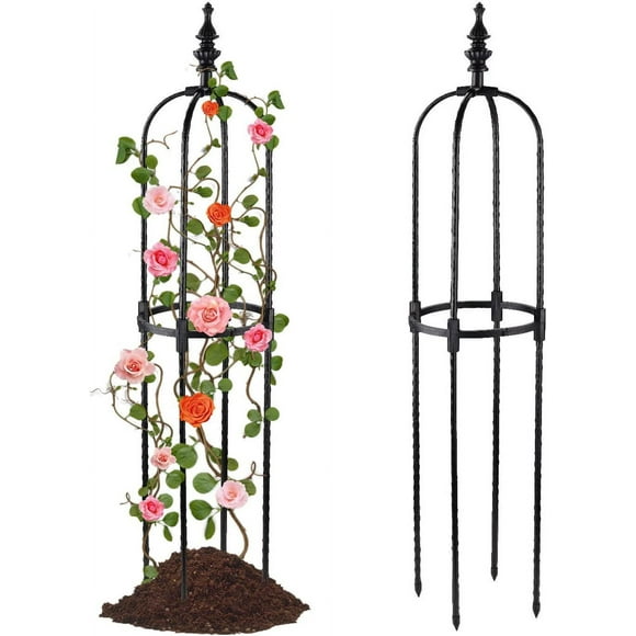 SJDWDX Tower Garden Obelisk Trellis, 3 Ft Tall Plant Support U Type Plant Trellises Outdoor Climbing Vines Trellis Arch for Climbing Vines Rose and Plants, Black 90 cm / 3 ft