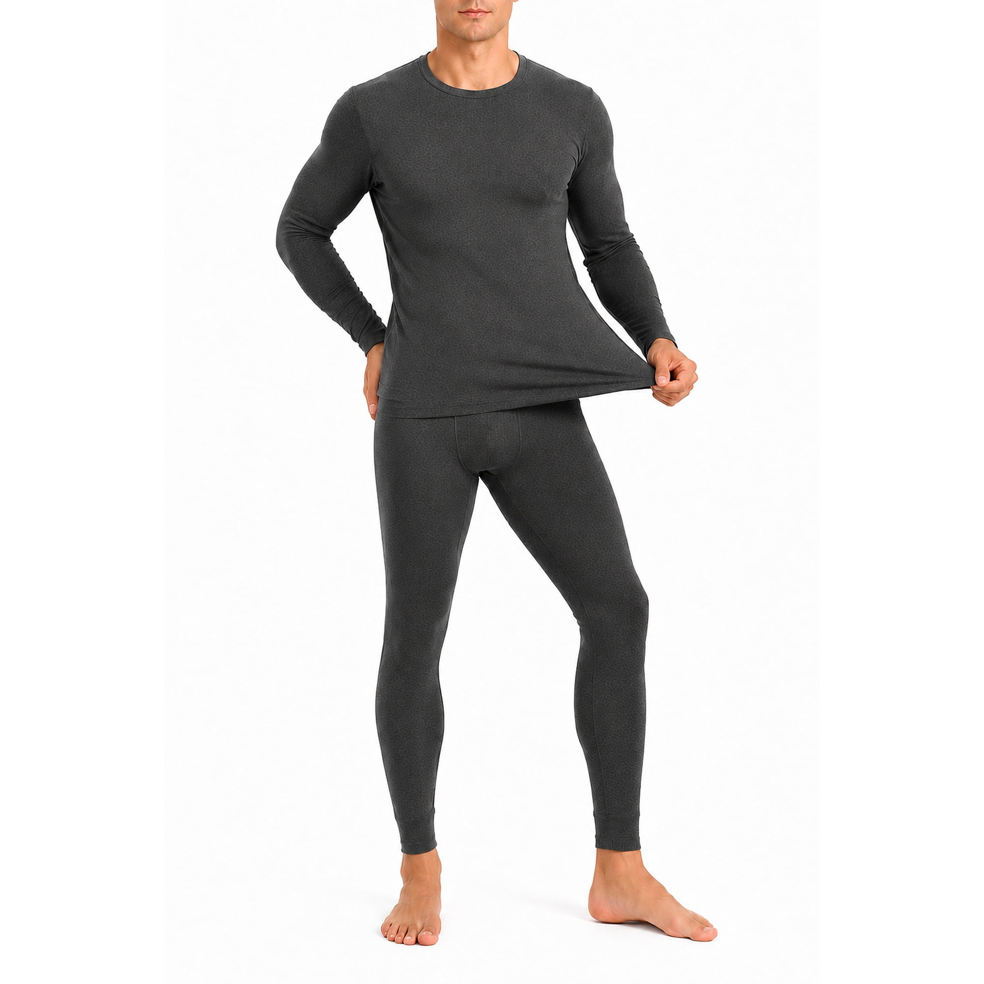 SANMADROLA Mens Thermal Underwear Set 2-Piece Long Johns Base Layer Top and Bottom Warm Stretch Crew Neck Shirt and Leggings for Cold Weather Skiing Hunting Outdoor Work
