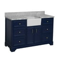 thumbnail image 2 of Zelda 60" Single Farmhouse Bathroom Vanity with Royal Blue Cabinet and Carrara Marble Top, 2 of 6