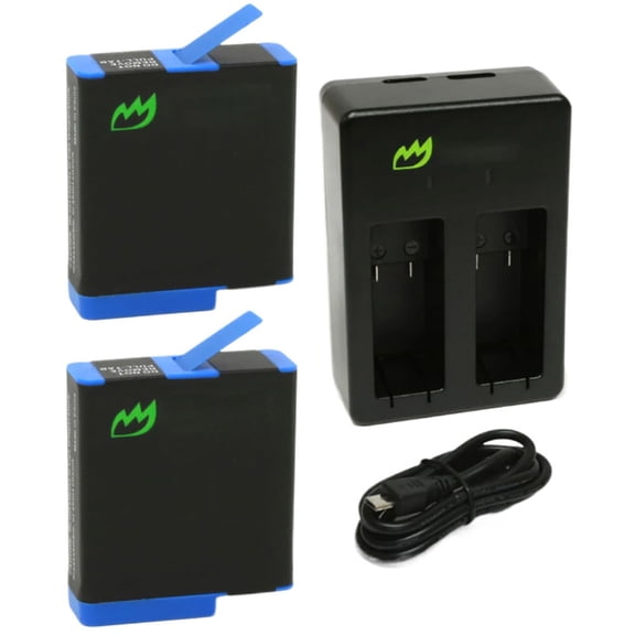 Replacement for GoPro HERO8 Black Battery (2-Pack, 1220mAh) and Dual Charger