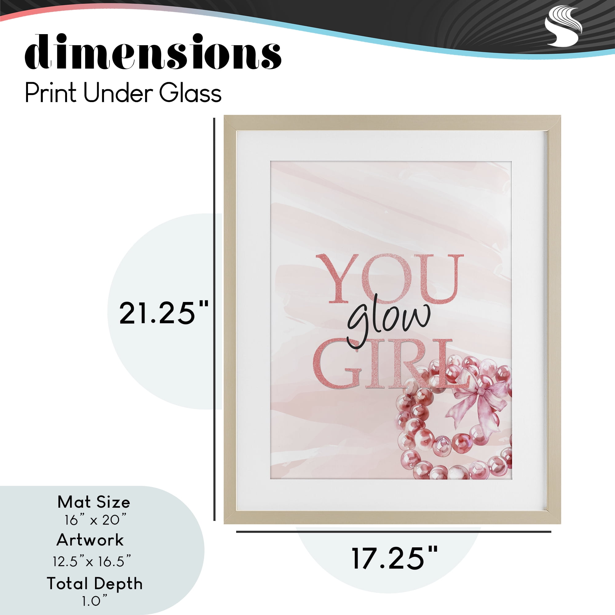 You Glow Girl Feminine Birch Framed Print Under Glass, design by Kim Allen
