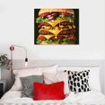 thumbnail image 5 of BCIIG Hamburger Cheese Toppings Art Modern Canvas Prints for Living Room Bedroom Home Office Wall Decor 20x16in, 5 of 6