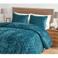 thumbnail image 3 of Chezmoi Collection Lux Teal Velvet Quilt Queen Set, 3-Piece Lush Plush Distressed Velvet Bedding All Season Lightweight Bedspread Brushed Microfiber Reverse with Diamond Stitch Quilting, 3 of 9
