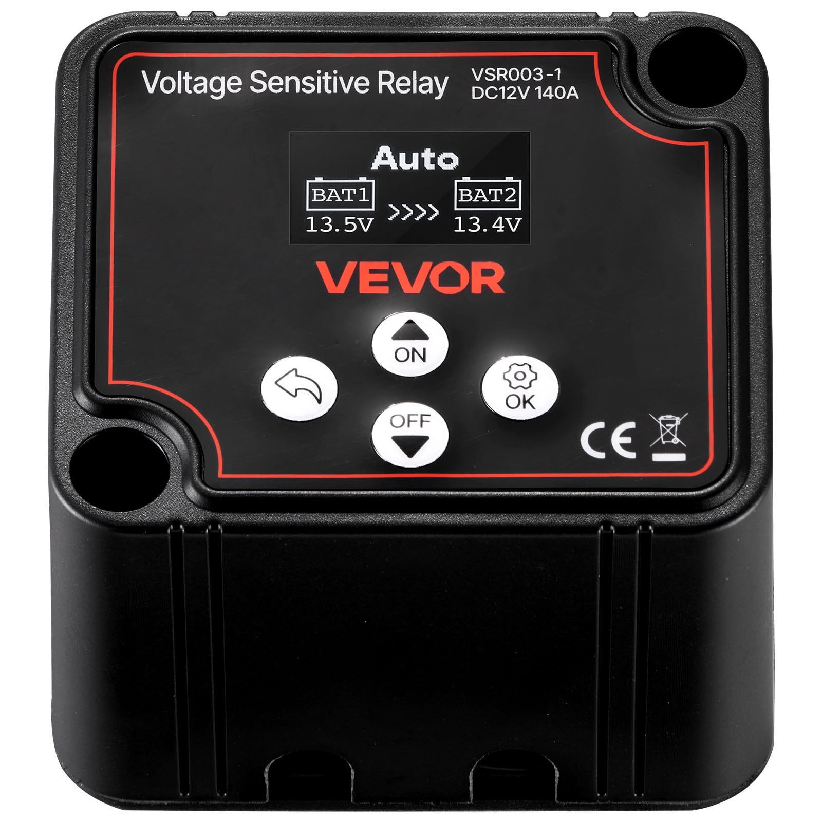 VEVOR Dual Battery Isolator Kit, 12V 140 Amp 20 ft 6AWG, Manual & Automatic Voltage Relay with LCD Voltmeter, Smart Battery Isolator for Lithium Batteries, Suitable for UTV