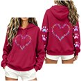 thumbnail image 2 of Women's Heart Printed Long Sleeve Hoodies Fall Fleece Lined Oversized Casual Graphic Pullover Hooded Sweatshirts S-XXL, 2 of 6