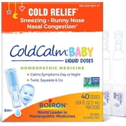 Boiron ColdCalm Baby 40 Count - Single-Use Drops for Relief from Cold Symptoms of Sneezing, Runny Nose, and Nasal Congestion - Sterile, Non-Drowsy Calm (8 Packets with 5 Liquid Doses)
