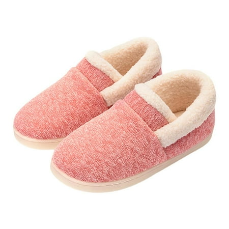 

Women s Slip-On Slippers Memory Foam Slippers Fuzzy Wool-Like Plush Fleece Lined House Shoes Indoor/Outdoor Anti-Skid Rubber Sole