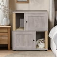thumbnail image 1 of Double Cat Litter Box Enclosure Furniture with 2 Scratching Posts & Mats, 2-in-1 Hidden Cabinet for 2 Cats, Large Dual Litter Box Cabinet Odor Control with Storage Grey, 1 of 7
