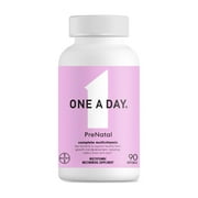 ONE A DAY Women's Prenatal 1 Multivitamin, Supplement for Before, During, and Post Pregnancy, Including Vitamins A, C, D, E, B6, B12, and Omega-3 DHA, 90 Count (Packaging May Vary)