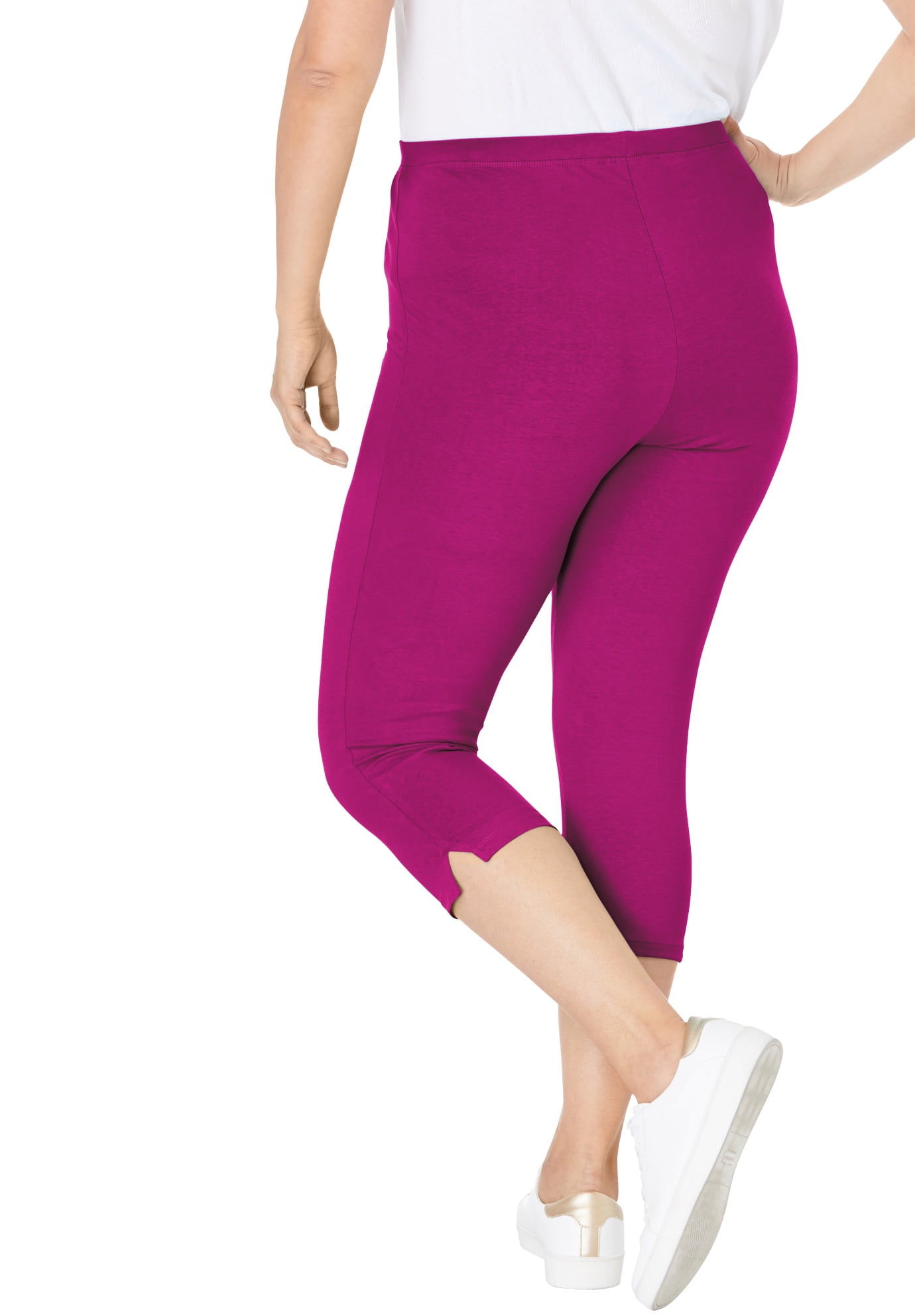 Woman Within Womens Plus Size Petite Stretch Cotton Capri Legging