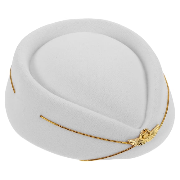 HINTRMENT 1Set White Felt Pillbox Hats Classic for Stage Performances and Flight Attendant Costume