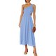 thumbnail image 1 of TRKIYQC vestidos largos acampanados para mujer 2022, verano sin mangas de un hombro fruncido Color sólido recorte de una pieza TRKIYQC casual, 1 of 6