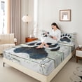 thumbnail image 4 of Homewish Black Bear 4 Pieces Queen Sheet Sets For Teens Boys Girls,Jungle Animal Ultra Soft Flat Sheet,Retro Rustic Cabin Queen Fitted Sheet,Breathable Home Decor, 4 of 7