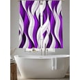 thumbnail image 5 of Purple White Moire Sheer Curtains 63 Inch Length 2 Panels Set - Light Filtering Window Treatments, Modern Abstract Art Rod Pocket Semi Curtains for Living Room/Bedroom/Kitchen Décor, 104"W x 63"L, 5 of 7