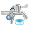 thumbnail image 1 of Stainless Steel Three Way Tap Sink Faucet Washing Machine 2 Way Angle Valve B, 1 of 9