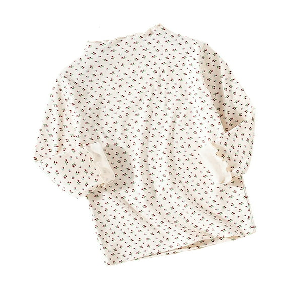 Posijego Toddler Kids Girls Basic Shirt Mock Neck Print Long Sleeve T-Shirt Soft Bottoms Cozy Casual Tops