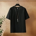 thumbnail image 5 of Men's Casual Linen Short Sleeve T-Shirt for Summer Lightweight Breathable Round Neck Tee, 5 of 7