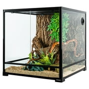 REPTI ZOO Full Tempered Glass Reptile Terrarium with Double Swing Doors 24 x 24 x 24 Inches