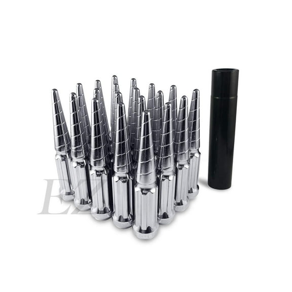 20 Solid Twisted Spline Spike Lug Nuts Kit 9/16" Chrome
