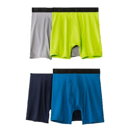 Boy s Neon Yellow/Blue 4 Pack Active Mesh Boxer Briefs - Small 6/7 12 pack of case 
