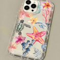 thumbnail image 1 of Blue and Pink Ocean Animal Clear Silicone Shockproof Phone Case for Most iPhone Models, 1 of 9