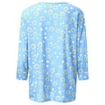 thumbnail image 4 of Jjayotai V Neck Floral Tops for Women, 3/4 Sleeve Shirts for Women, Womens Graphic T Shirts, Casual Dressy Summer Tees, Fashion Loose Trendy Blouses Light Blue^ S, 4 of 5