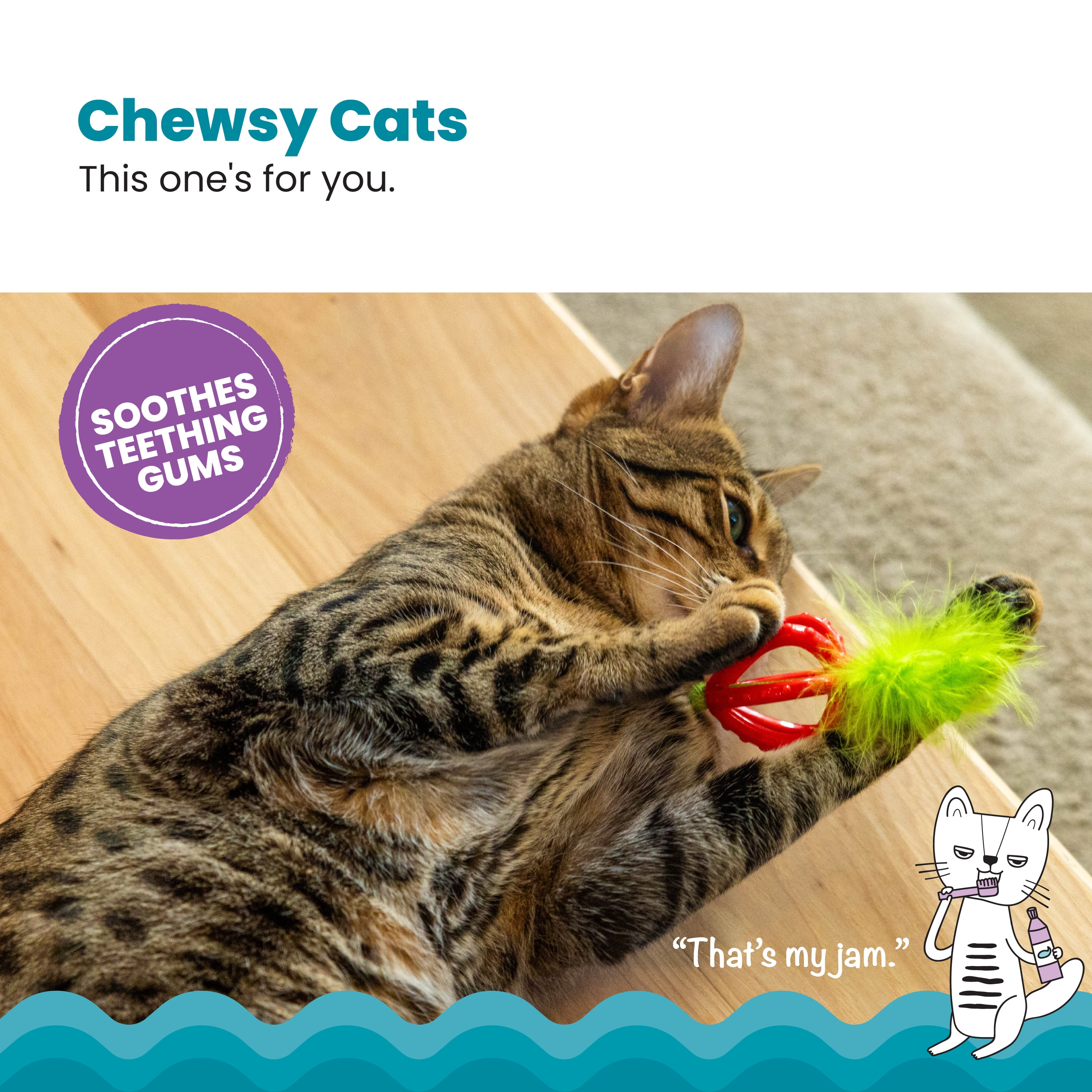 Catstages Dental Strawberry Teether, Soft Cat Chew Toy with Catnip Oil Coating, Pink