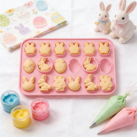 Linnome Easter Chocolate Silicone Mold Heat Resistant Non-Stick Baking Mold for Easter Chocolate Candy Making Home Baking